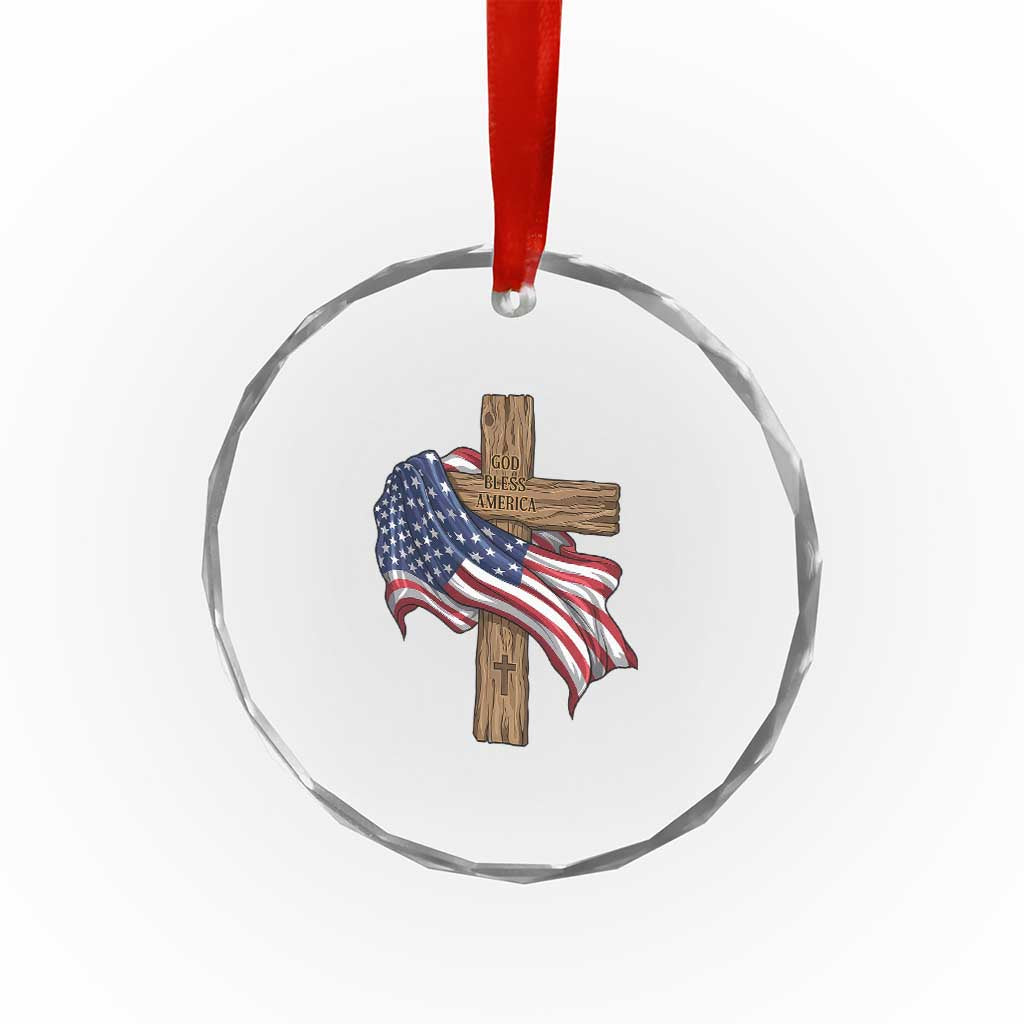 God Bless America 250 Years Crystal Glass Ornament 4th of July Christian Jesus