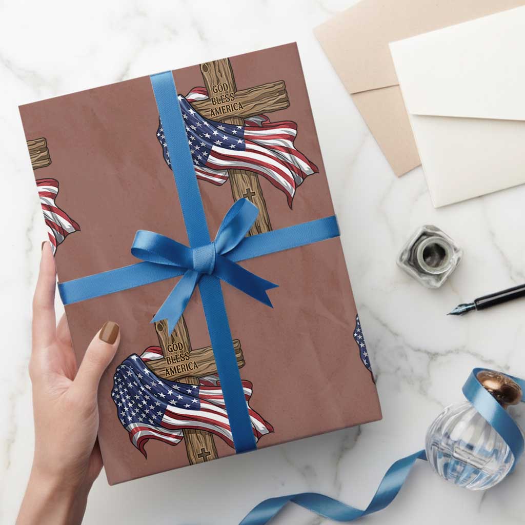 God Bless America 250 Years Wrapping Paper Roll 4th of July Christian Jesus