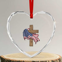 God Bless America 250 Years Heart Crystal Glass Ornament 4th of July Christian Jesus