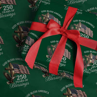 God Bless America 250 Years Of Blessings Wrapping Paper Roll US 250th Anniversary Bald Eagle American Flag