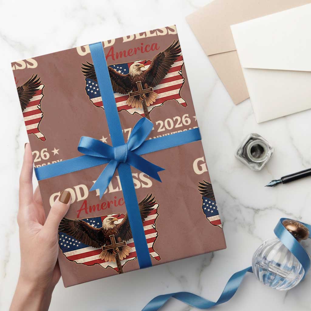 God Bless America 250th Anniversary Wrapping Paper Roll 250 Years USA 4th Of July