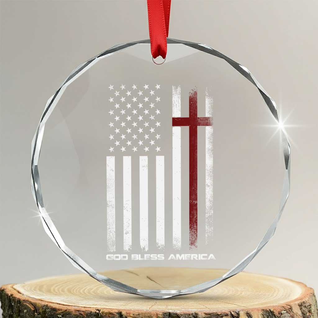 God Bless America Crystal Glass Ornament America Pride USA US Flag Patriotic 4th of July - Wonder Print Shop