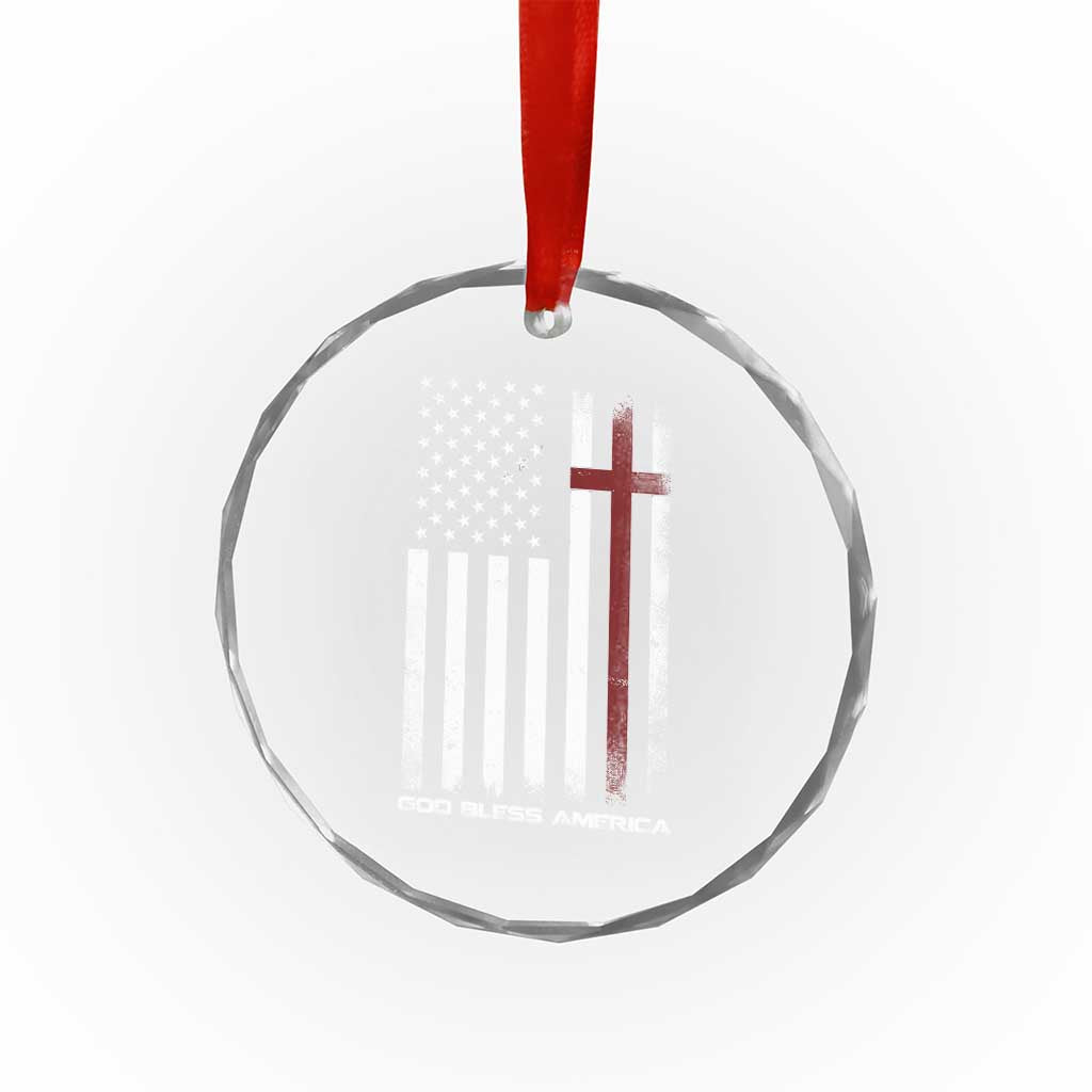 God Bless America Crystal Glass Ornament America Pride USA US Flag Patriotic 4th of July - Wonder Print Shop