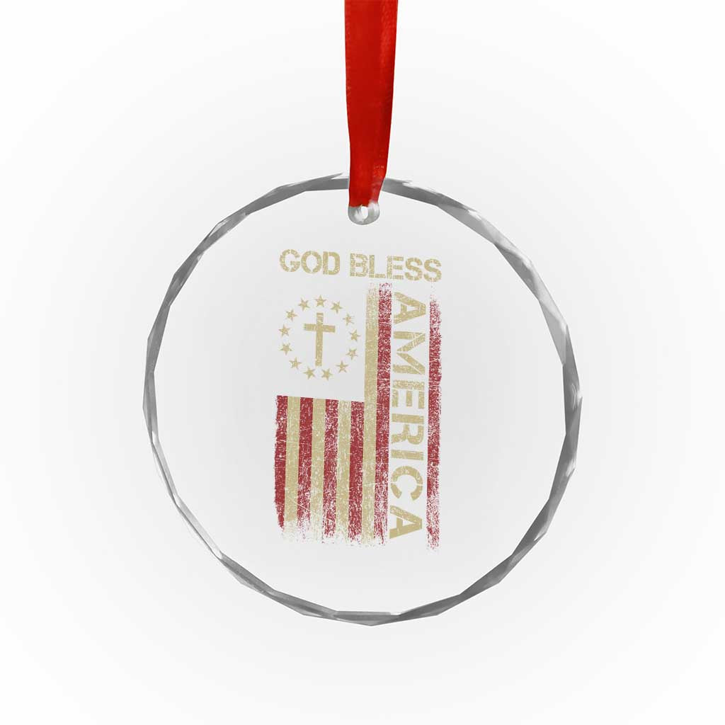 God Bless America Crystal Glass Ornament American Flag 4th Of July Patriotic Christian - Wonder Print Shop