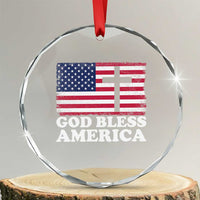 God Bless America Crystal Glass Ornament Cross USA Flag Patriotic 4th of July Christian - Wonder Print Shop