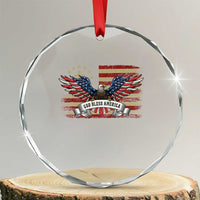God Bless America Crystal Glass Ornament Vintage Eagle Christian Cross Flag 4th Of July