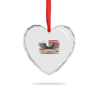 God Bless America Heart Crystal Glass Ornament Vintage Eagle Christian Cross Flag 4th Of July