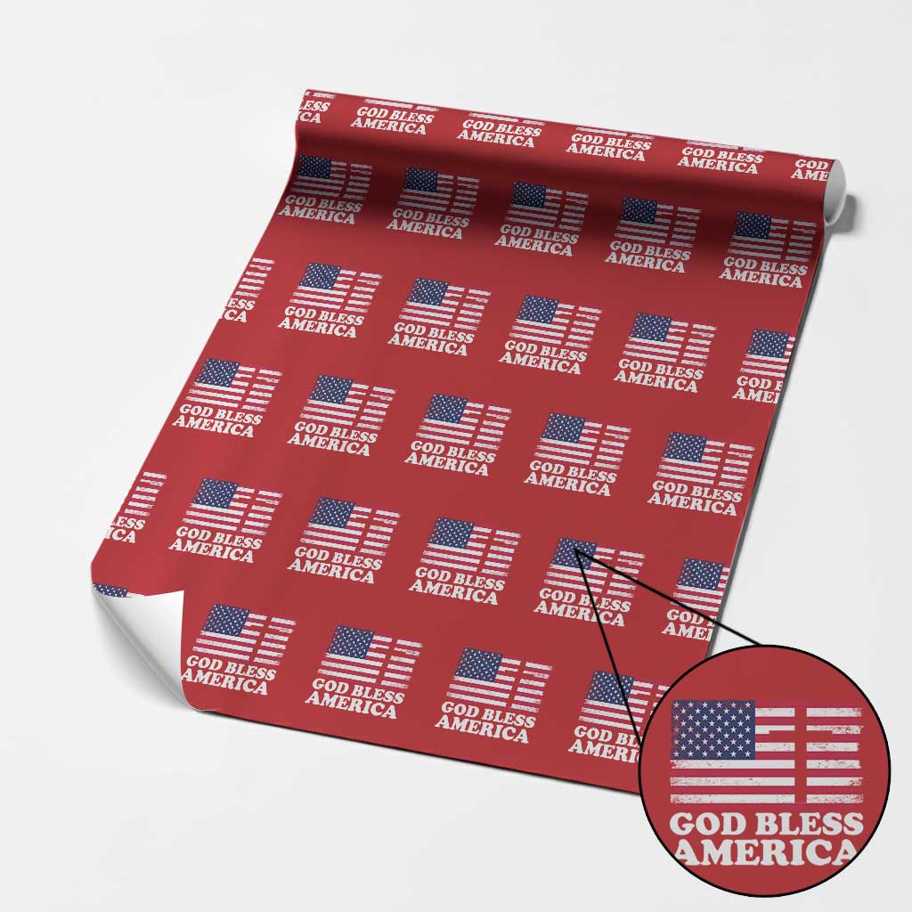 God Bless America Wrapping Paper Roll Cross USA Flag Patriotic 4th of July Christian - Wonder Print Shop