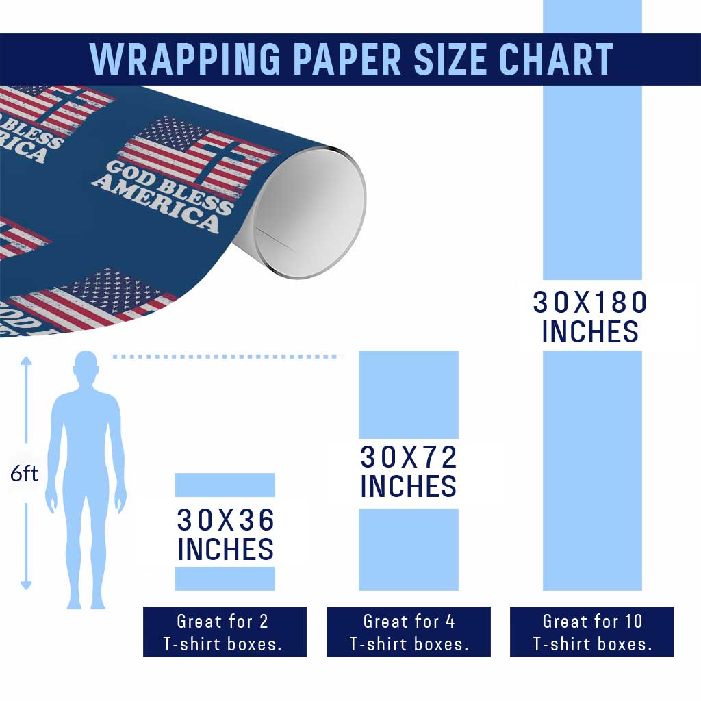 God Bless America Wrapping Paper Roll Cross USA Flag Patriotic 4th of July Christian - Wonder Print Shop