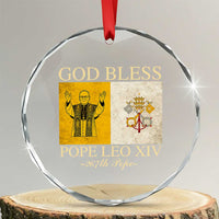 God Bless Pope Leo XIV Crystal Glass Ornament 267th Pope Vatican Flag - Wonder Print Shop
