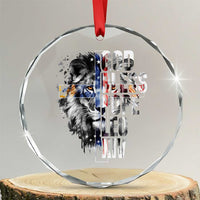God Bless Pope Leo XIV Crystal Glass Ornament Lion American Flag - Wonder Print Shop