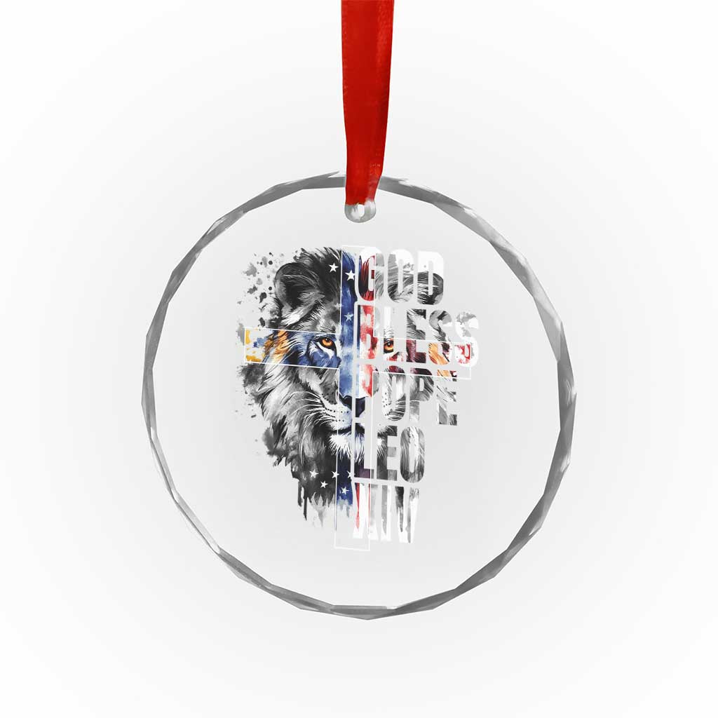God Bless Pope Leo XIV Crystal Glass Ornament Lion American Flag - Wonder Print Shop