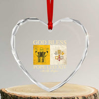 God Bless Pope Leo XIV Heart Crystal Glass Ornament 267th Pope Vatican Flag - Wonder Print Shop