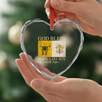 God Bless Pope Leo XIV Heart Crystal Glass Ornament 267th Pope Vatican Flag - Wonder Print Shop