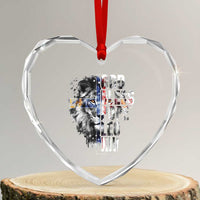 God Bless Pope Leo XIV Heart Crystal Glass Ornament Lion American Flag - Wonder Print Shop