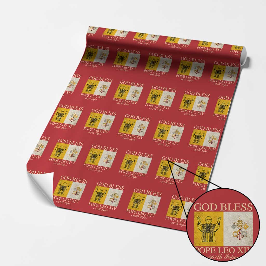 God Bless Pope Leo XIV Wrapping Paper Roll 267th Pope Vatican Flag - Wonder Print Shop
