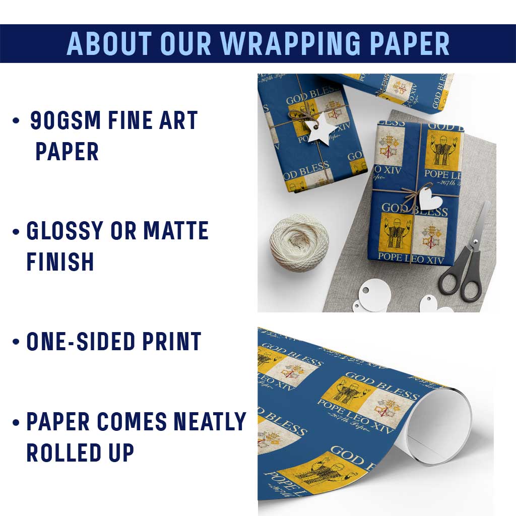 God Bless Pope Leo XIV Wrapping Paper Roll 267th Pope Vatican Flag - Wonder Print Shop