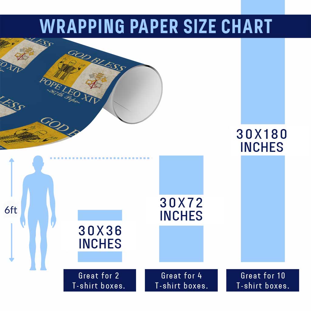 God Bless Pope Leo XIV Wrapping Paper Roll 267th Pope Vatican Flag - Wonder Print Shop
