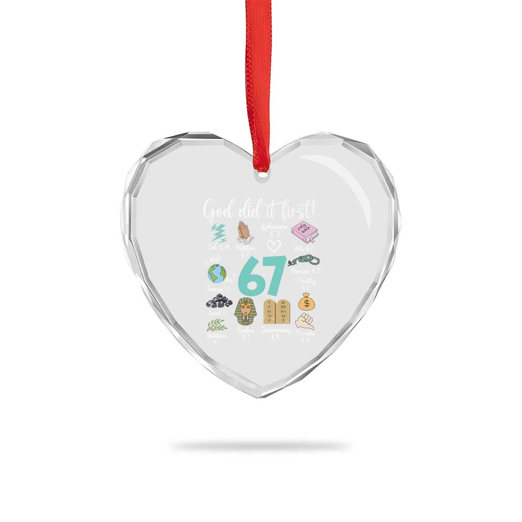 God Did It First 6 7 Heart Crystal Glass Ornament Funny Christian Bible Verse Meme 67 References - Wonder Print Shop