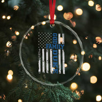 God Family Duke Crystal Glass Ornament Blue Game Day Vintage American Flag
