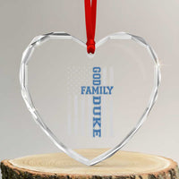 God Family Duke Heart Crystal Glass Ornament Blue Game Day Vintage American Flag