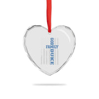 God Family Duke Heart Crystal Glass Ornament Blue Game Day Vintage American Flag