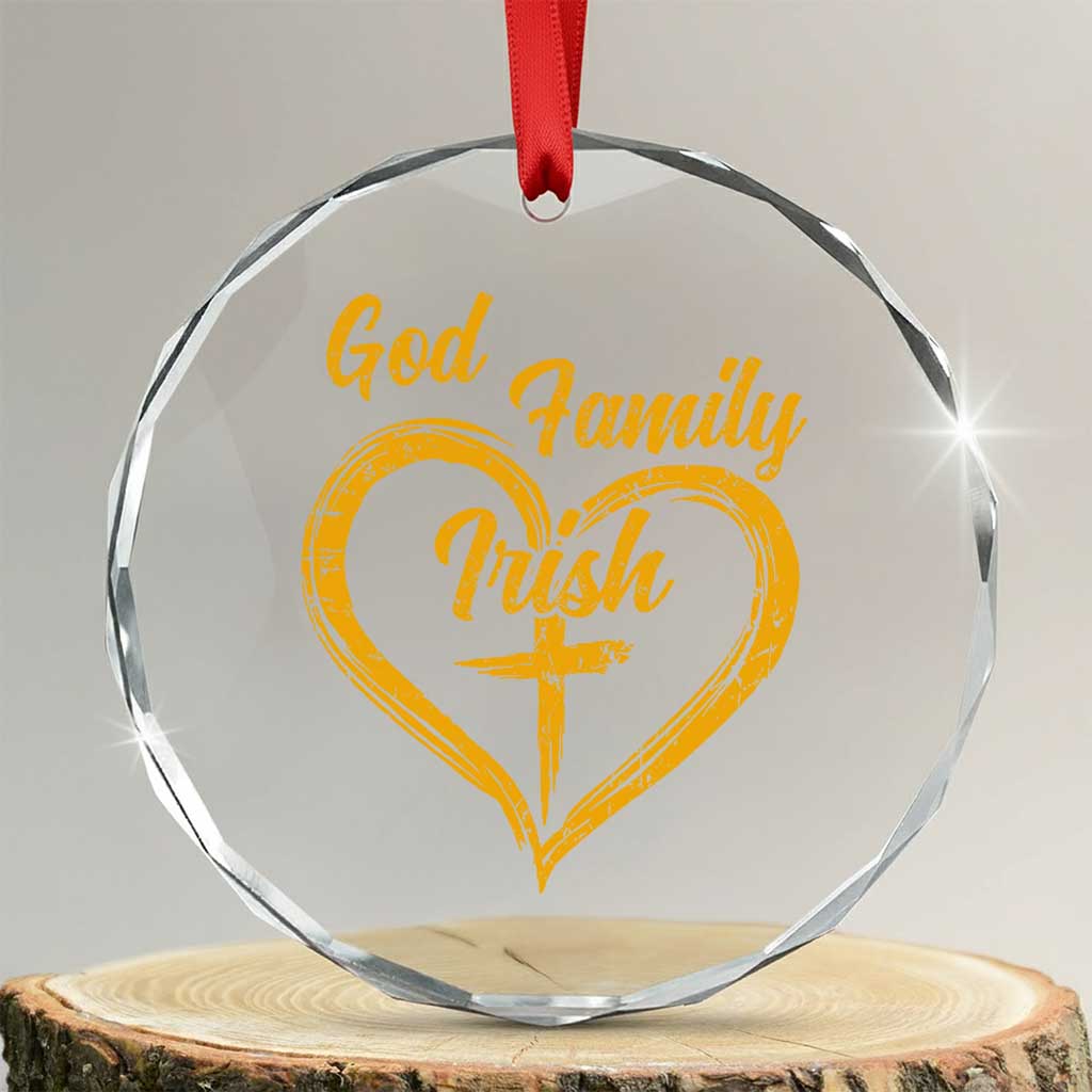 God Family Irish Crystal Glass Ornament Vintage Cross In Heart Christian Notre Dame Game Day - Wonder Print Shop