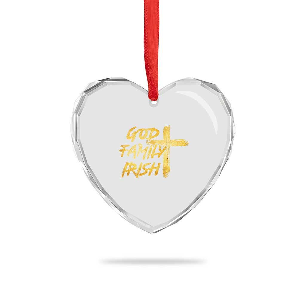 God Family Irish Heart Crystal Glass Ornament Christian Faith Cross Notre Dame Game Day - Wonder Print Shop