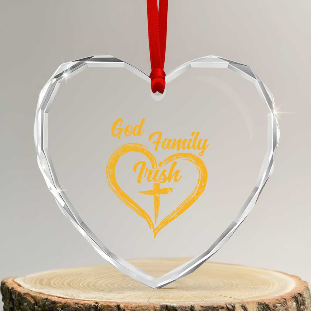 God Family Irish Heart Crystal Glass Ornament Vintage Cross In Heart Christian Notre Dame Game Day - Wonder Print Shop