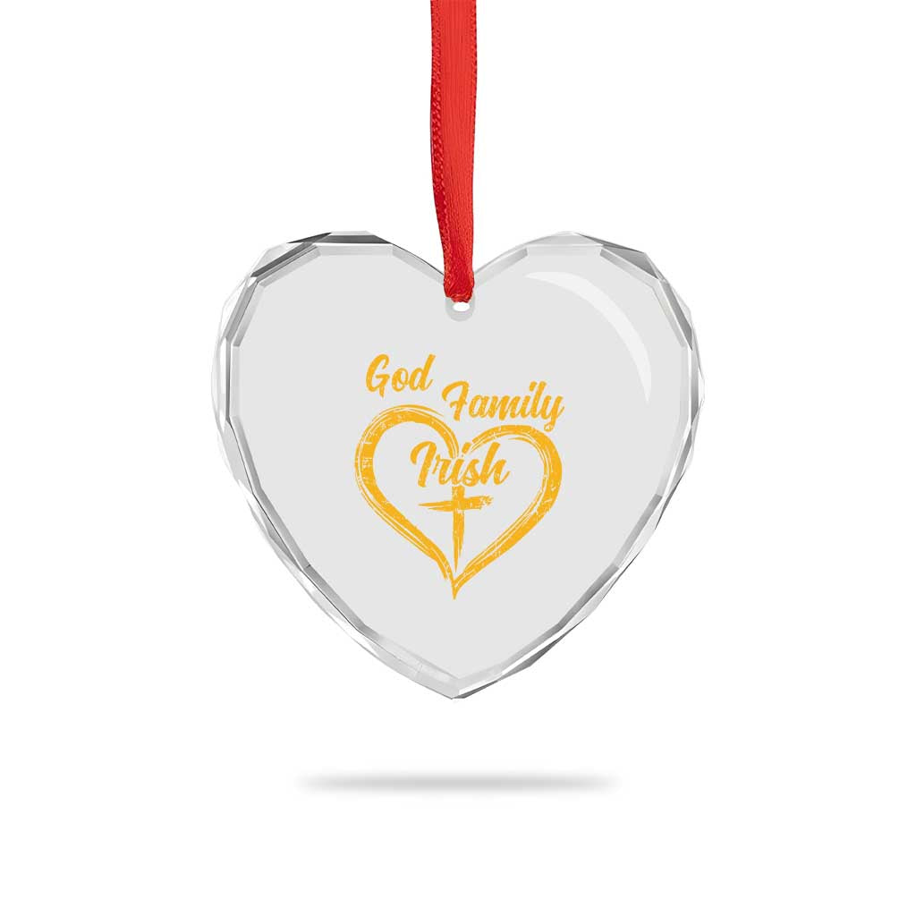 God Family Irish Heart Crystal Glass Ornament Vintage Cross In Heart Christian Notre Dame Game Day - Wonder Print Shop