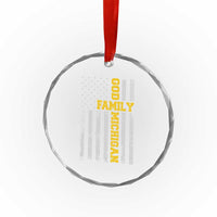 God Family Michigan Crystal Glass Ornament Game Day Vintage American Flag