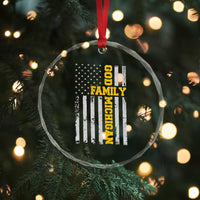 God Family Michigan Crystal Glass Ornament Game Day Vintage American Flag
