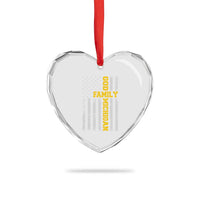 God Family Michigan Heart Crystal Glass Ornament Game Day Vintage American Flag