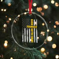God Family Notre Dame Crystal Glass Ornament Irish Patriotic American Flag