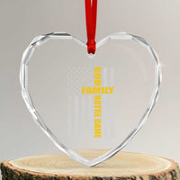 God Family Notre Dame Heart Crystal Glass Ornament Irish Patriotic American Flag