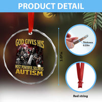 God Gives His Most Powerful Soldiers Autism Crystal Glass Ornament Funny Hard Skeleton Meme