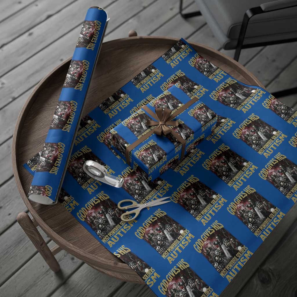 God Gives His Most Powerful Soldiers Autism Wrapping Paper Roll Funny Hard Skeleton Meme