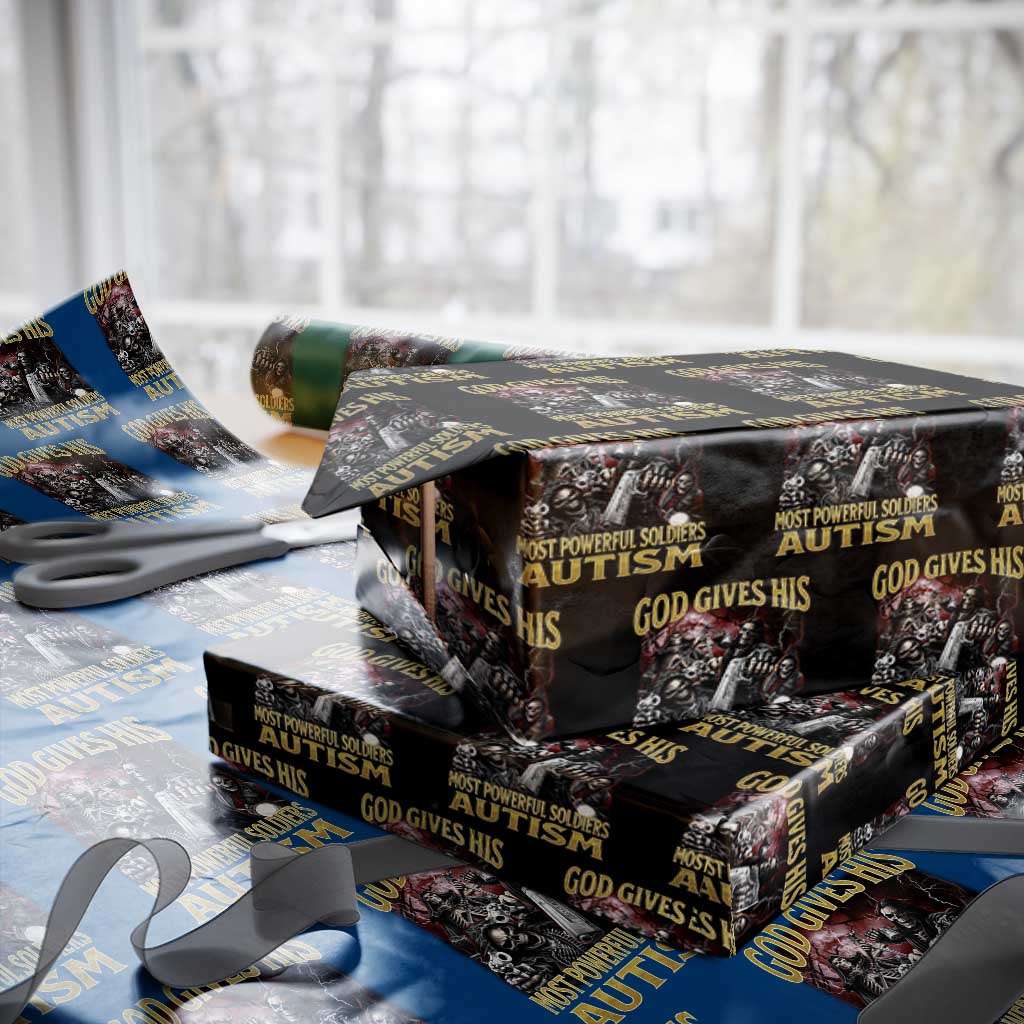 God Gives His Most Powerful Soldiers Autism Wrapping Paper Roll Funny Hard Skeleton Meme