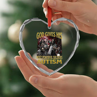 God Gives His Most Powerful Soldiers Autism Heart Crystal Glass Ornament Funny Hard Skeleton Meme