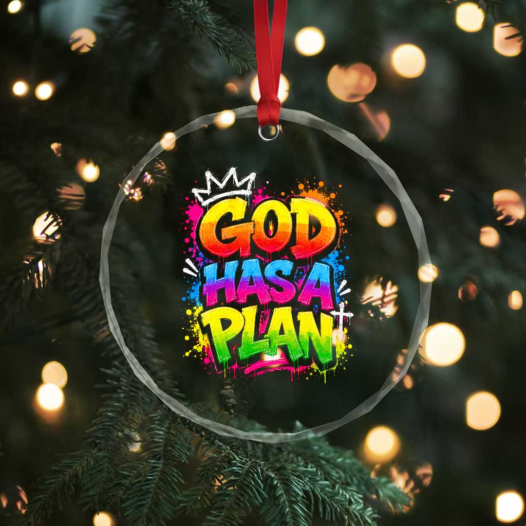 God Has A Plan Crystal Glass Ornament Graffiti Rap Christian Faith Graphic