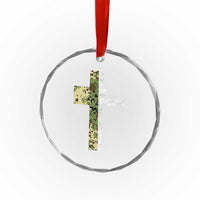 God Is Good Crystal Glass Ornament Camo Cross Religious Jesus Faith Bible Verse Inspirational