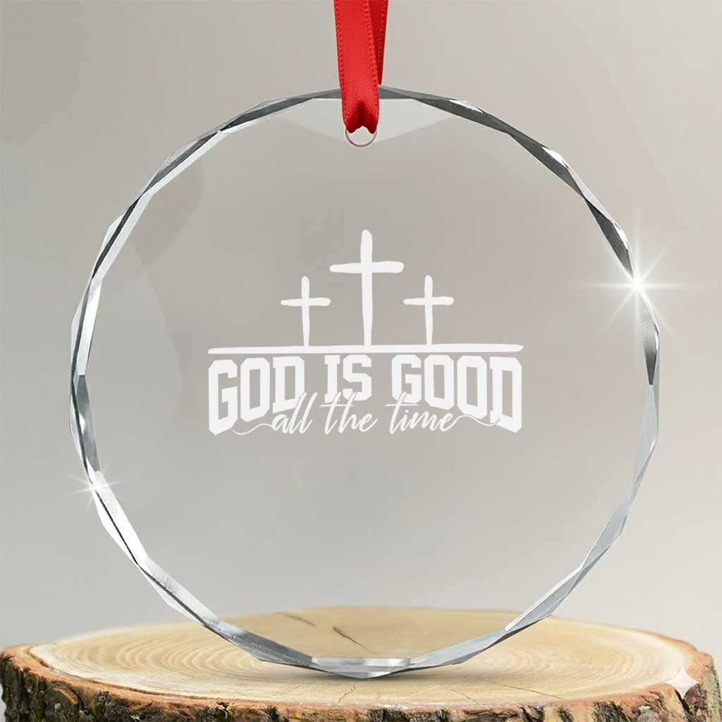 God Is Good Crystal Glass Ornament Jesus Cross Minimal Religious Faith Bible Verse Inspirational