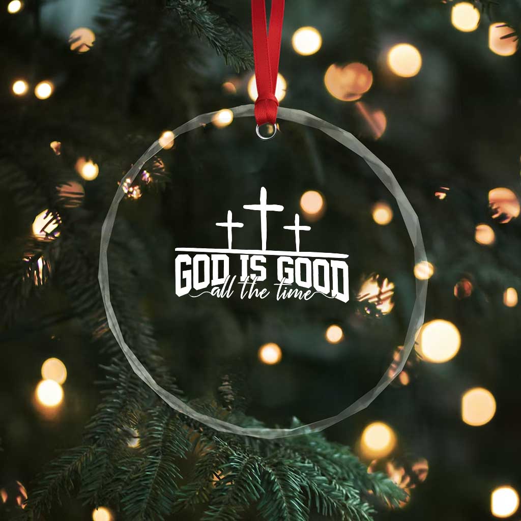 God Is Good Crystal Glass Ornament Jesus Cross Minimal Religious Faith Bible Verse Inspirational