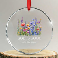 God Is Good Crystal Glass Ornament Wildflower Christian Jesus Graphic Religious Bible Verse