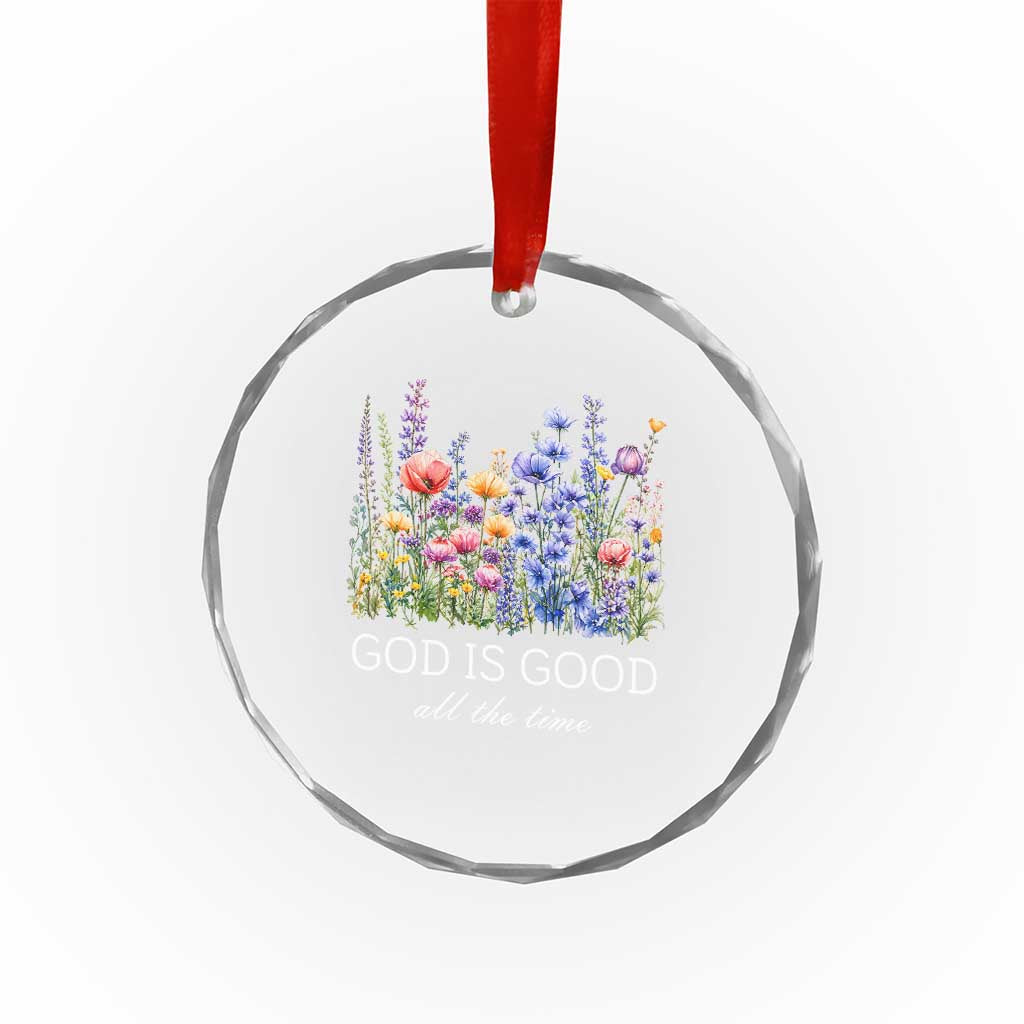 God Is Good Crystal Glass Ornament Wildflower Christian Jesus Graphic Religious Bible Verse
