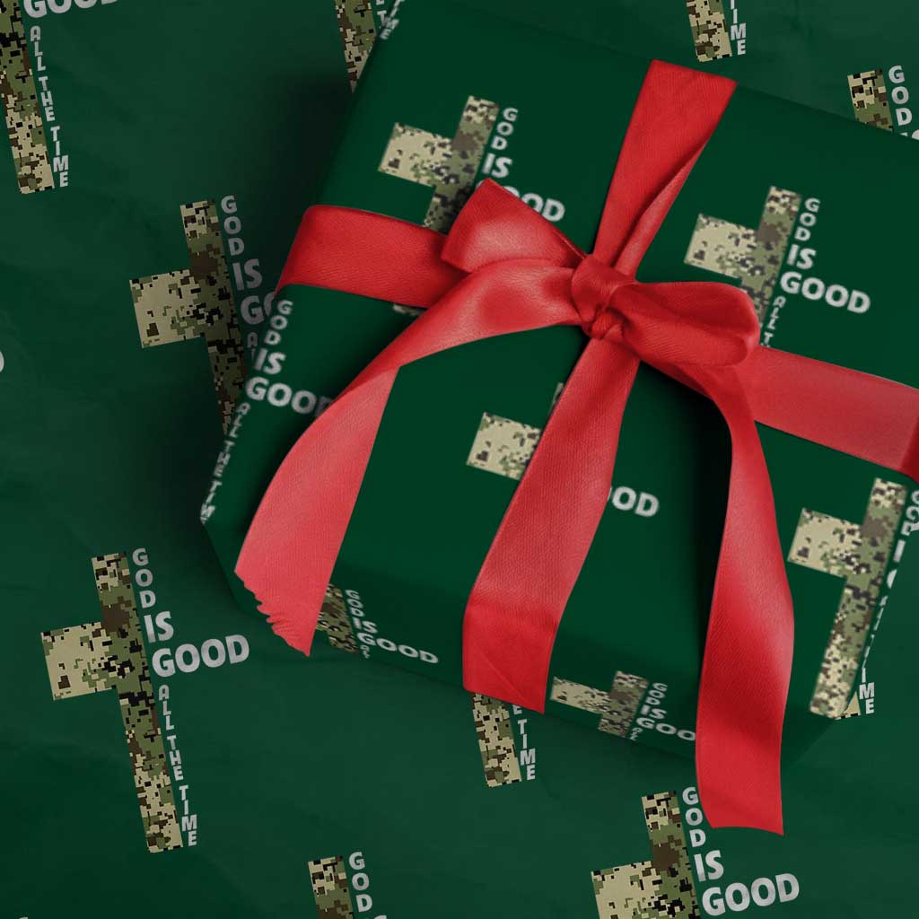 God Is Good Wrapping Paper Roll Camo Cross Religious Jesus Faith Bible Verse Inspirational