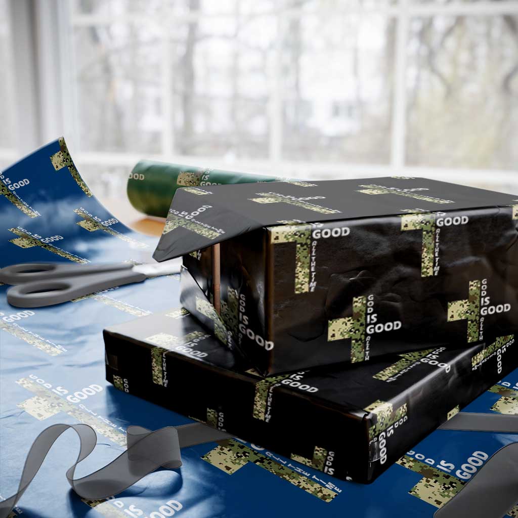 God Is Good Wrapping Paper Roll Camo Cross Religious Jesus Faith Bible Verse Inspirational