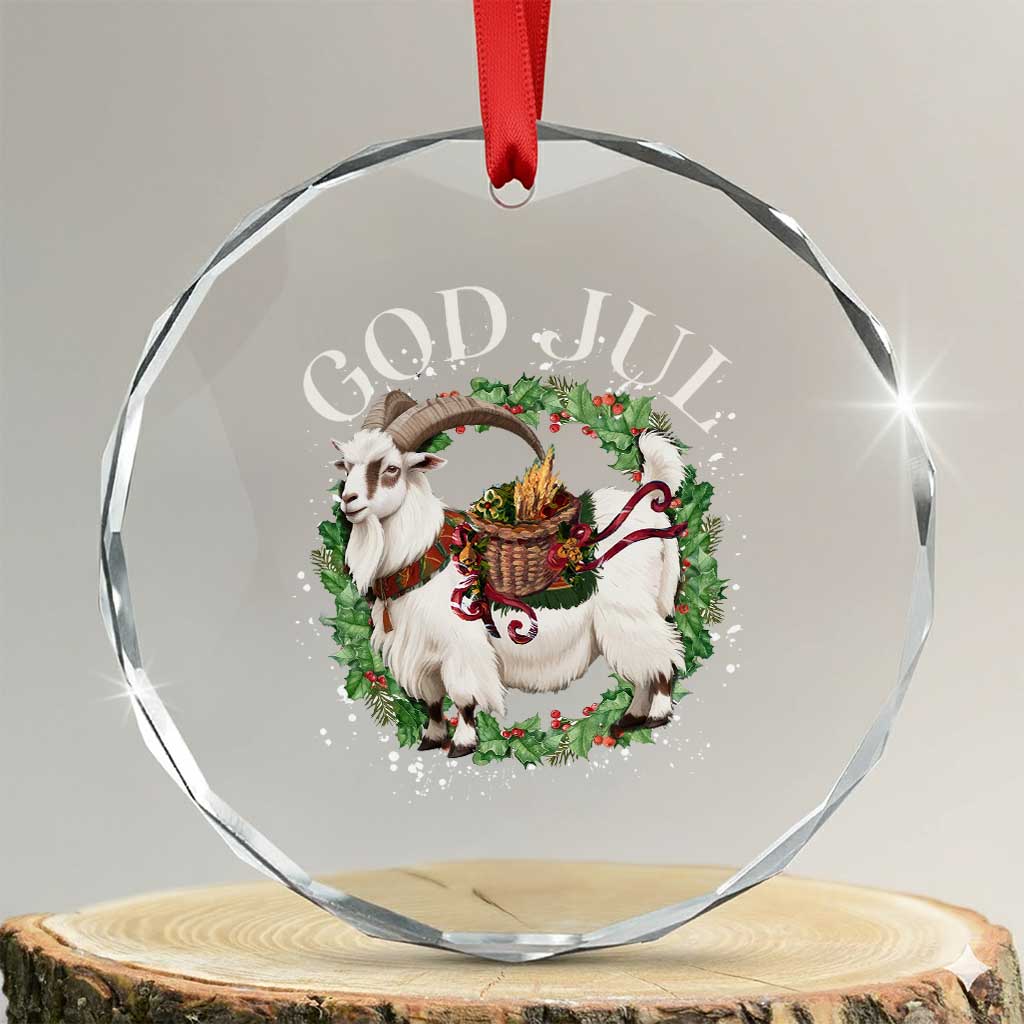 God Jul Crystal Glass Ornament Yule Goat Xmas Wreath Winter Solstice TS11