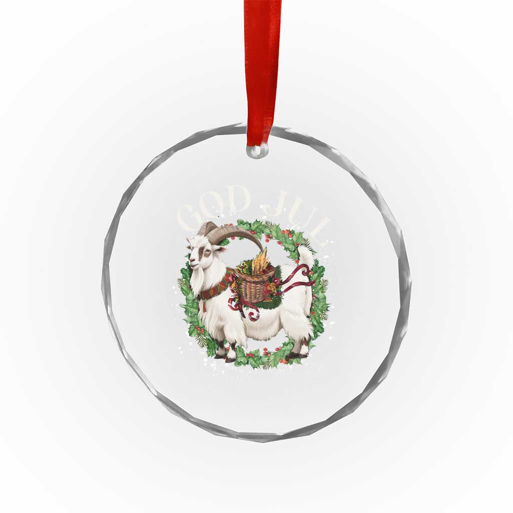 God Jul Crystal Glass Ornament Yule Goat Xmas Wreath Winter Solstice TS11