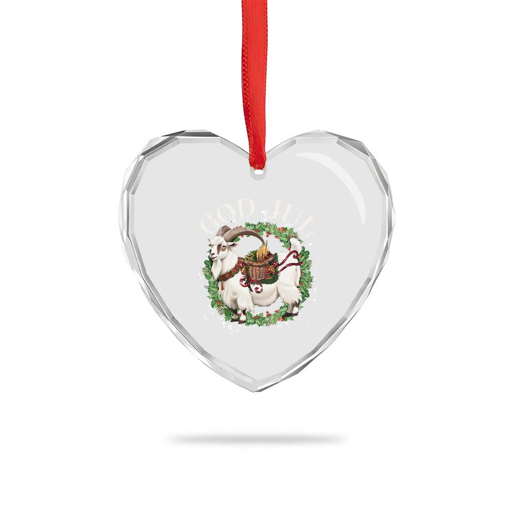 God Jul Heart Crystal Glass Ornament Yule Goat Xmas Wreath Winter Solstice - Wonder Print Shop